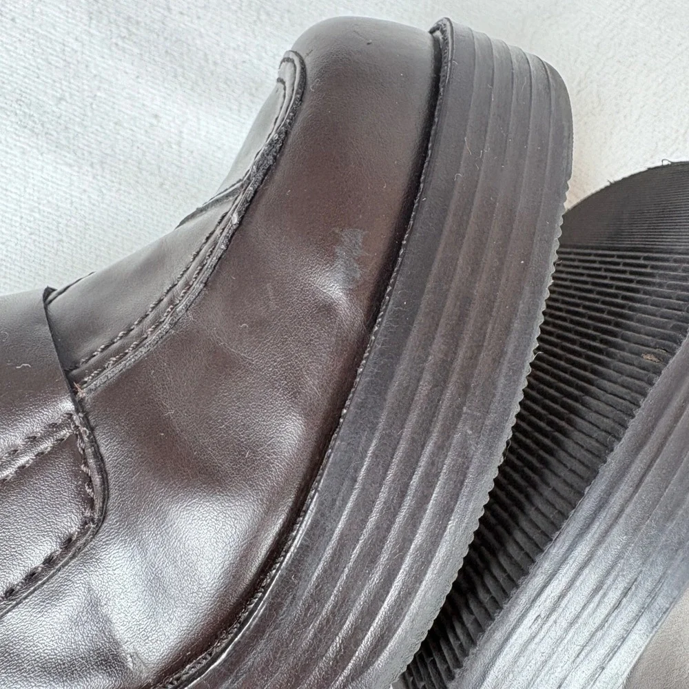 Vtg 90s Y2K Mudd Dark Brown Chunky Platform Block Heel Loafers Shoe Women 8.5 M